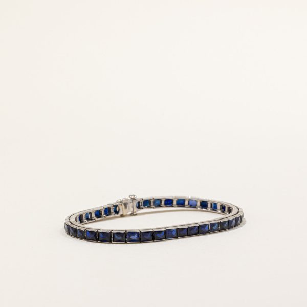 Synthetic Sapphire Tennis Bracelet | 14.00ctw | 7  | Fashion