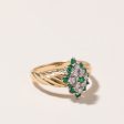 14K Yellow Gold Emerald & Diamond Ring | 0.30ctw, 0.22ctw | SZ 7.25 For Discount