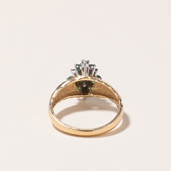 14K Yellow Gold Emerald & Diamond Ring | 0.30ctw, 0.22ctw | SZ 7.25 For Discount