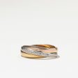 Tri Tone Gold Crossover Multi Band Diamond Ring | 0.01ctw | SZ 7.5 | For Sale