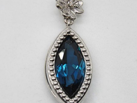 London Blue Topaz & Diamond Marquise Pendant | 2.80ct, 0.02ct | For Cheap