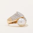 Pearl & Diamond Bypass Ring | 1.00ctw | SZ 5.75 | For Sale