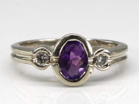 Semi Bezel Amethyst & Diamond Ring | 0.75ct | 0.10ctw | SZ 7 | Discount