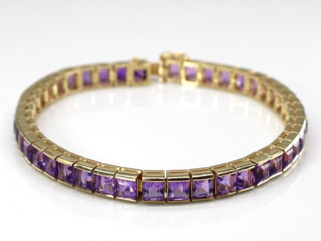 Semi Bezel Amethyst Chain Bracelet | 11.00ctw | 7 | on Sale