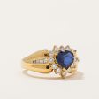 Sapphire & Diamond Halo Heart Ring | 0.89ct, 0.52ctw | SZ 6.25 | Online Hot Sale