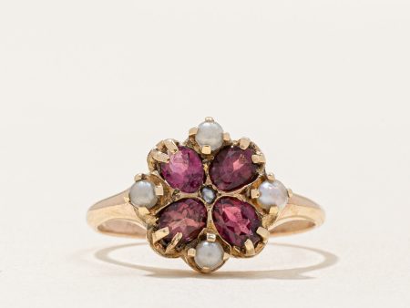 Vintage Tourmaline & Pearl Ring | 0.60ctw | SZ 5.5 | Online Hot Sale