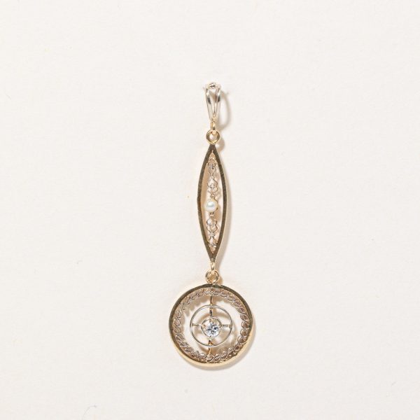 Vintage Diamond & Pearl Drop Pendant | 0.05ct | on Sale