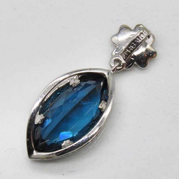 London Blue Topaz & Diamond Marquise Pendant | 2.80ct, 0.02ct | For Cheap