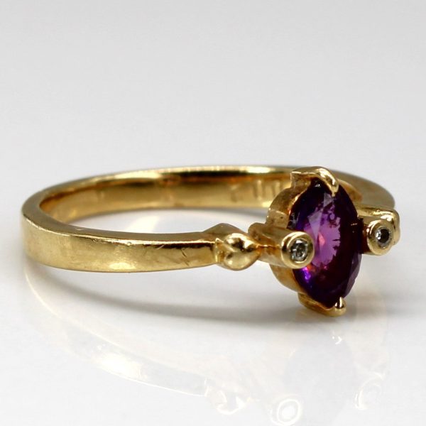 Three Stone Amethyst & Diamond Ring | 0.37ct | 0.02ctw | SZ 5.5 | Cheap