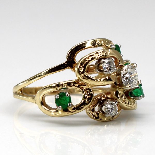 Textured Diamond & Emerald Ring | 0.40ctw | 0.20ctw | SZ 6 | Online now