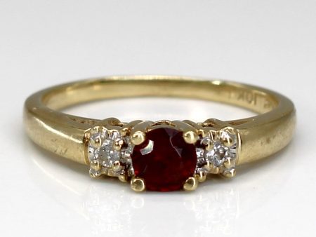 Three Stone Garnet & Diamond Ring | 0.30ct | 0.04ctw | SZ 5 | Discount