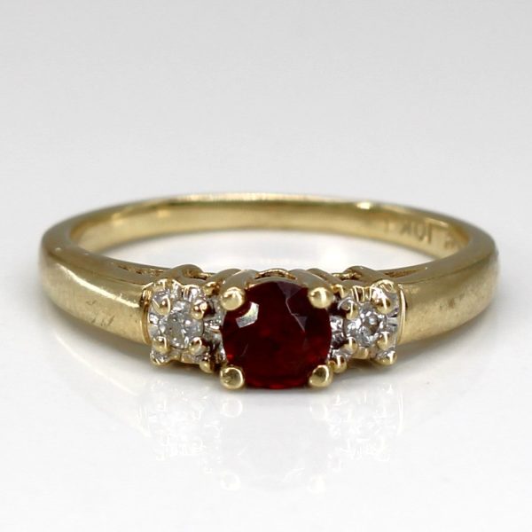 Three Stone Garnet & Diamond Ring | 0.30ct | 0.04ctw | SZ 5 | Discount