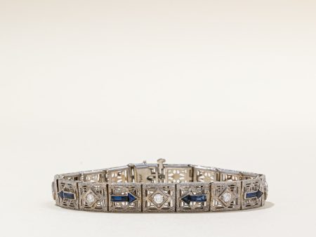 Synthetic Sapphire & Natural Diamond Bracelet | 1.20ctw, 0.50ctw | 7  | For Cheap