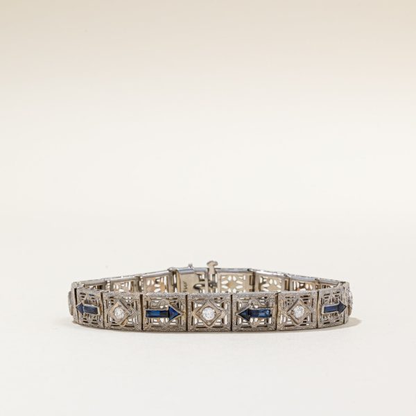 Synthetic Sapphire & Natural Diamond Bracelet | 1.20ctw, 0.50ctw | 7  | For Cheap