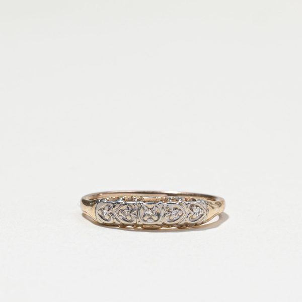 Two Tone Gold Diamond Ring | 0.05ctw | SZ 6.5 | on Sale