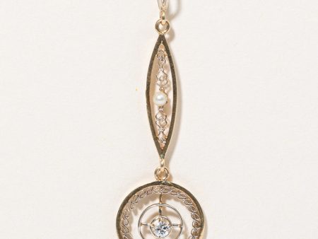 Vintage Diamond & Pearl Drop Pendant | 0.05ct | on Sale