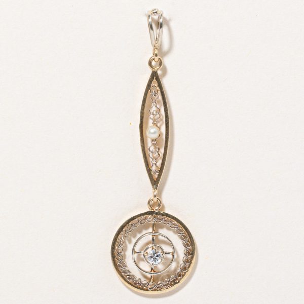 Vintage Diamond & Pearl Drop Pendant | 0.05ct | on Sale