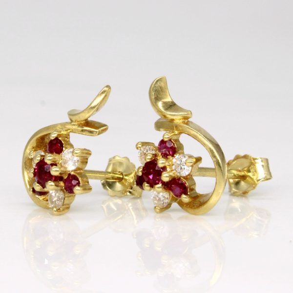 Ruby & Diamond Earrings | 0.20ctw, 0.18ctw | on Sale