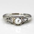 Vintage Pearl & Diamond Ring | 0.08ctw | SZ 4.5 | For Discount