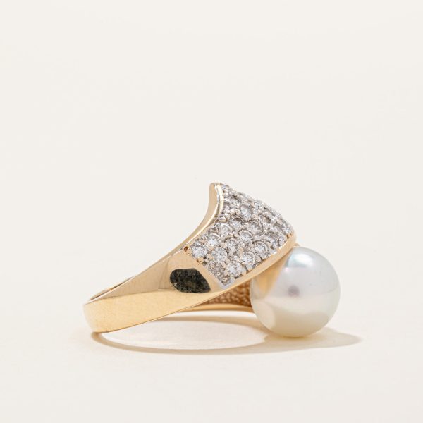 Pearl & Diamond Bypass Ring | 1.00ctw | SZ 5.75 | For Sale