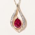 Synthetic Ruby & Natural Diamond Pendant Necklace | 0.70ct, 0.04ctw | 18  | For Sale