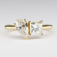 Toi et Moi Princess & Pear Diamond Ring | 1.50ctw | SZ 5.75 VS1 VS2 H I | For Sale