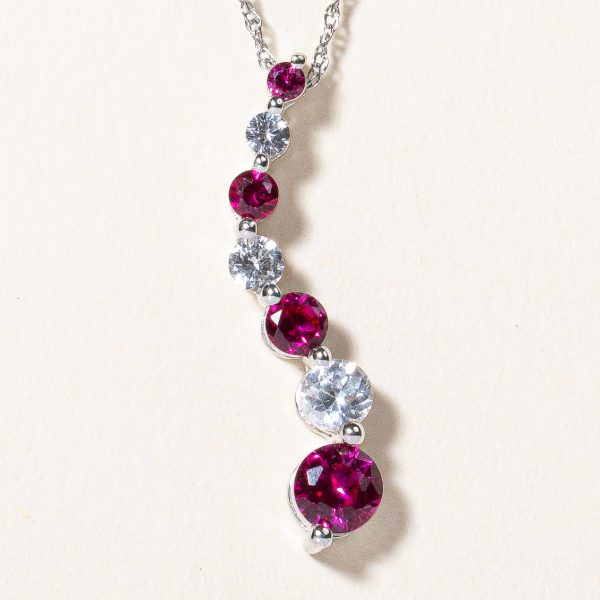 Synthetic Ruby & Colourless Sapphire Pendant Necklace | 0.35ctw, 0.25ctw | 18  | Sale