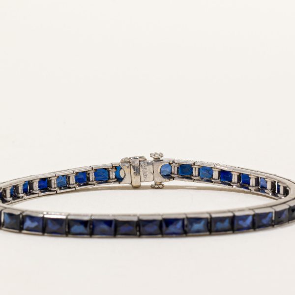 Synthetic Sapphire Tennis Bracelet | 14.00ctw | 7  | Fashion