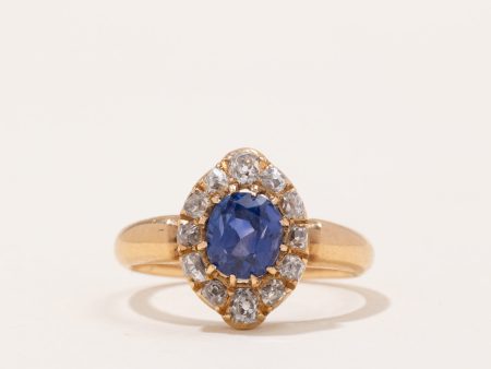 Victorian Colour Changing Sapphire & Diamond Halo Ring | 1.95ct, 0.89ctw | SZ 8.5 | Online