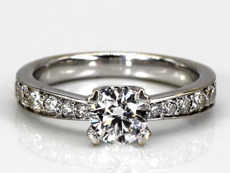 Solitaire with Accents Diamond Ring | 0.93ctw VVS2 F | SZ 4.75 | Fashion