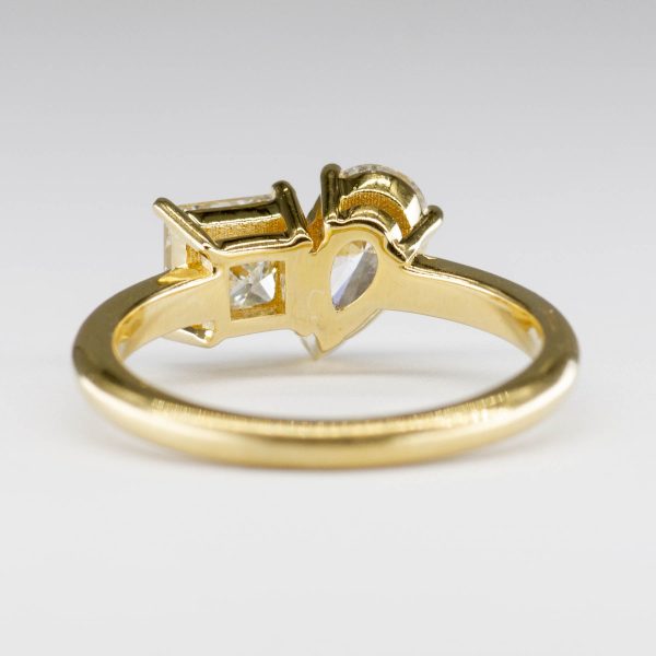 Toi et Moi Princess & Pear Diamond Ring | 1.50ctw | SZ 5.75 VS1 VS2 H I | For Sale