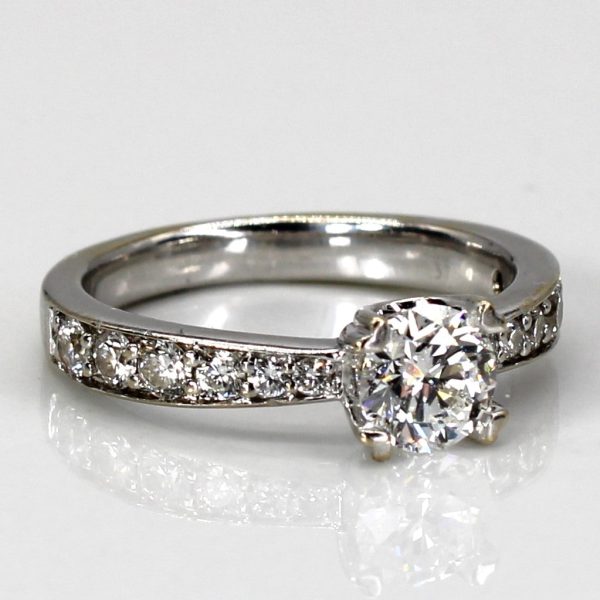 Solitaire with Accents Diamond Ring | 0.93ctw VVS2 F | SZ 4.75 | Fashion