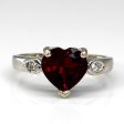 Three Stone Garnet & Diamond Ring | 2.25ct | 0.06ctw | SZ 5 | Online Hot Sale