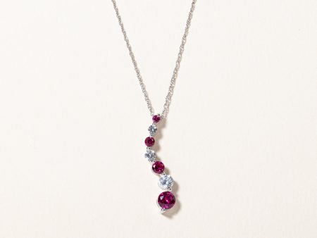 Synthetic Ruby & Colourless Sapphire Pendant Necklace | 0.35ctw, 0.25ctw | 18  | Sale