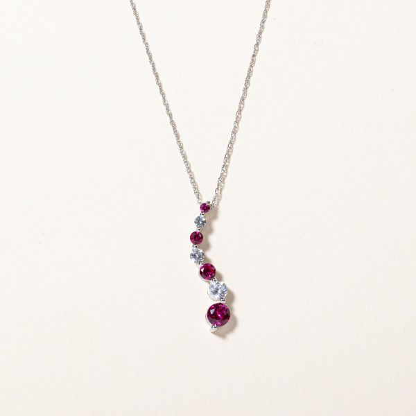 Synthetic Ruby & Colourless Sapphire Pendant Necklace | 0.35ctw, 0.25ctw | 18  | Sale