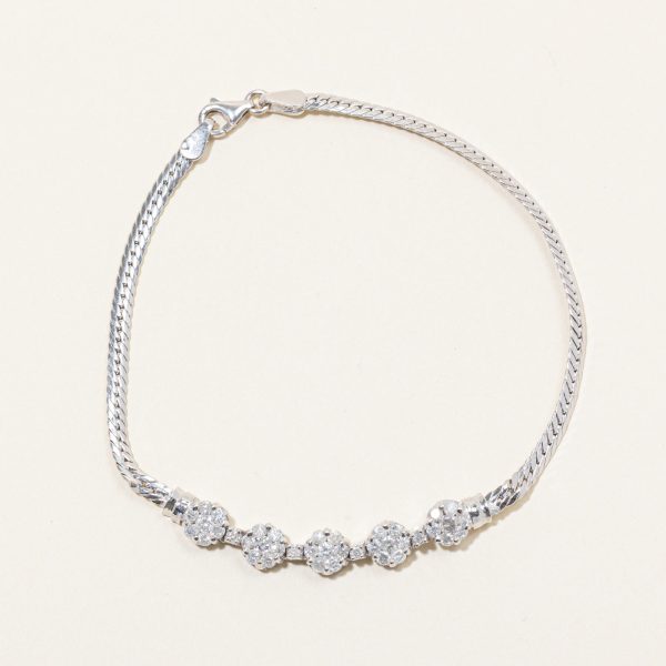 Diamond Cluster Bracelet | 0.95ctw | 7.5  | For Sale