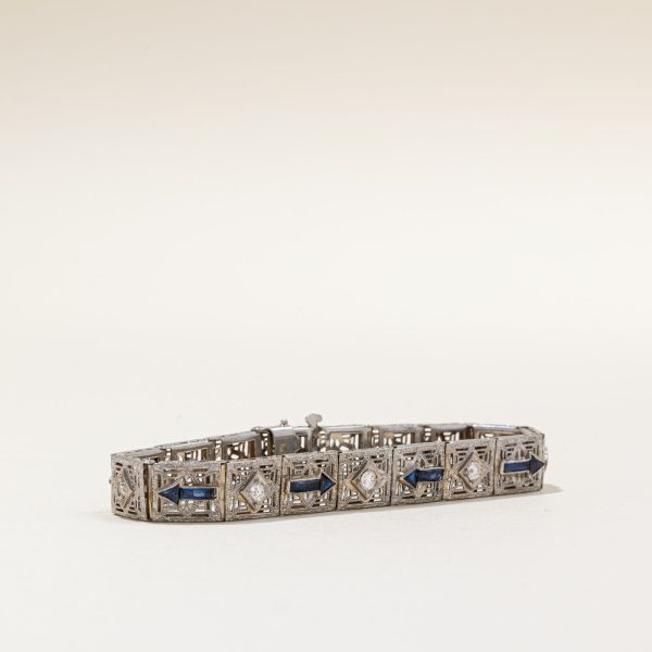 Synthetic Sapphire & Natural Diamond Bracelet | 1.20ctw, 0.50ctw | 7  | For Cheap