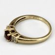 Three Stone Garnet & Diamond Ring | 0.30ct | 0.04ctw | SZ 5 | Discount