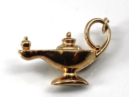 Yellow Gold Genie Magic Lamp Pendant For Cheap