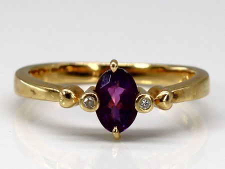 Three Stone Amethyst & Diamond Ring | 0.37ct | 0.02ctw | SZ 5.5 | Cheap