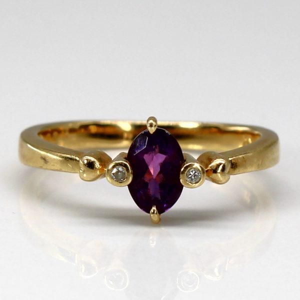 Three Stone Amethyst & Diamond Ring | 0.37ct | 0.02ctw | SZ 5.5 | Cheap