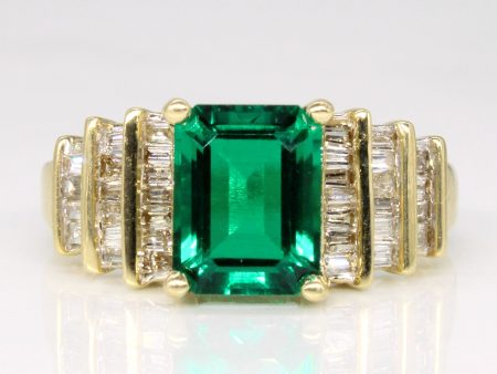 Synthetic Emerald & Natural Diamond Ring | 2.35ct, 0.68ctw | SZ 8.5 | Supply