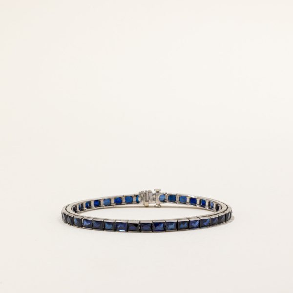 Synthetic Sapphire Tennis Bracelet | 14.00ctw | 7  | Fashion