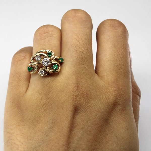 Textured Diamond & Emerald Ring | 0.40ctw | 0.20ctw | SZ 6 | Online now