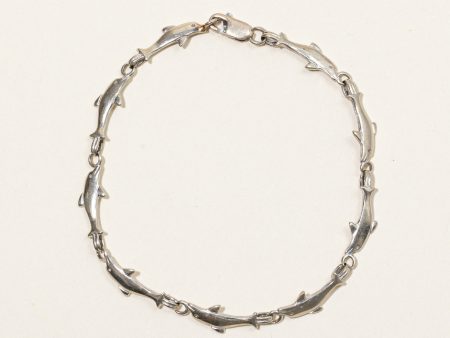 10k White Gold Dolphin Link Bracelet | 7.25  | Hot on Sale