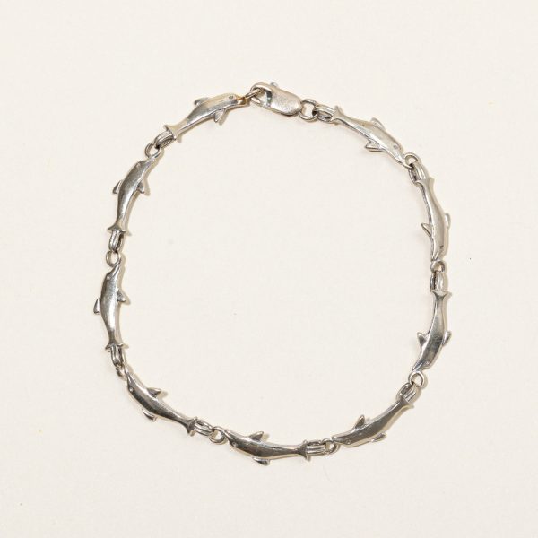 10k White Gold Dolphin Link Bracelet | 7.25  | Hot on Sale