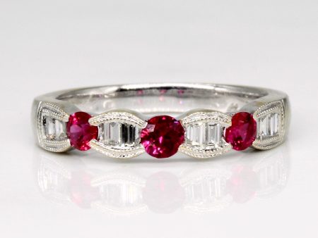 Synthetic Ruby & Diamond Ring | 0.32ctw, 0.16ctw | SZ 5.25 | Online Hot Sale