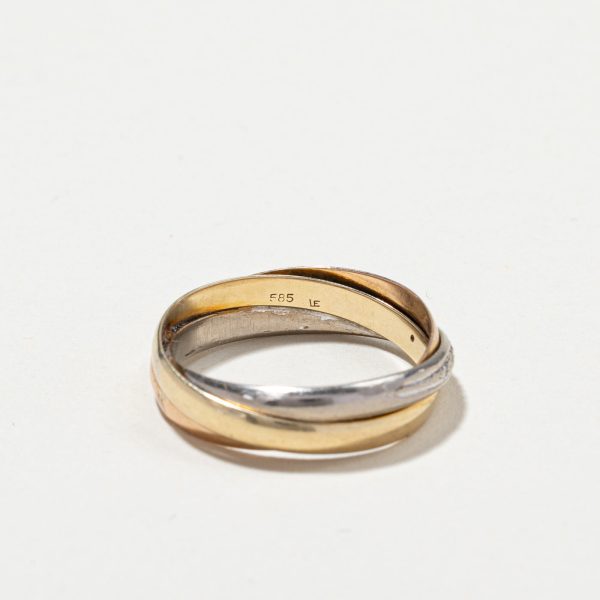 Tri Tone Gold Crossover Multi Band Diamond Ring | 0.01ctw | SZ 7.5 | For Sale