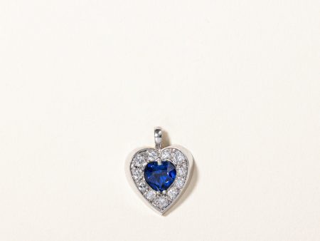 Synthetic Sapphire & Natural Diamond Heart Pendant | 0.88ct, 0.22ctw | Sale