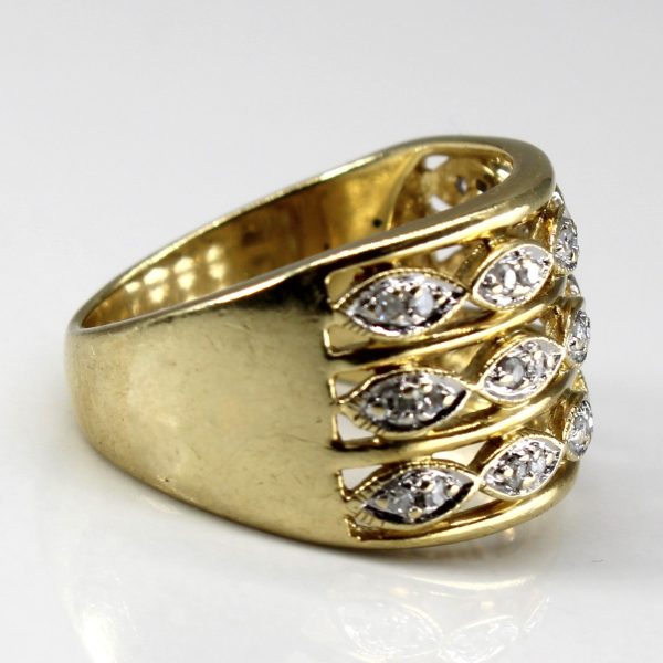 Textured Diamond Wide Gold Ring | 0.15ctw | SZ 6 | Supply